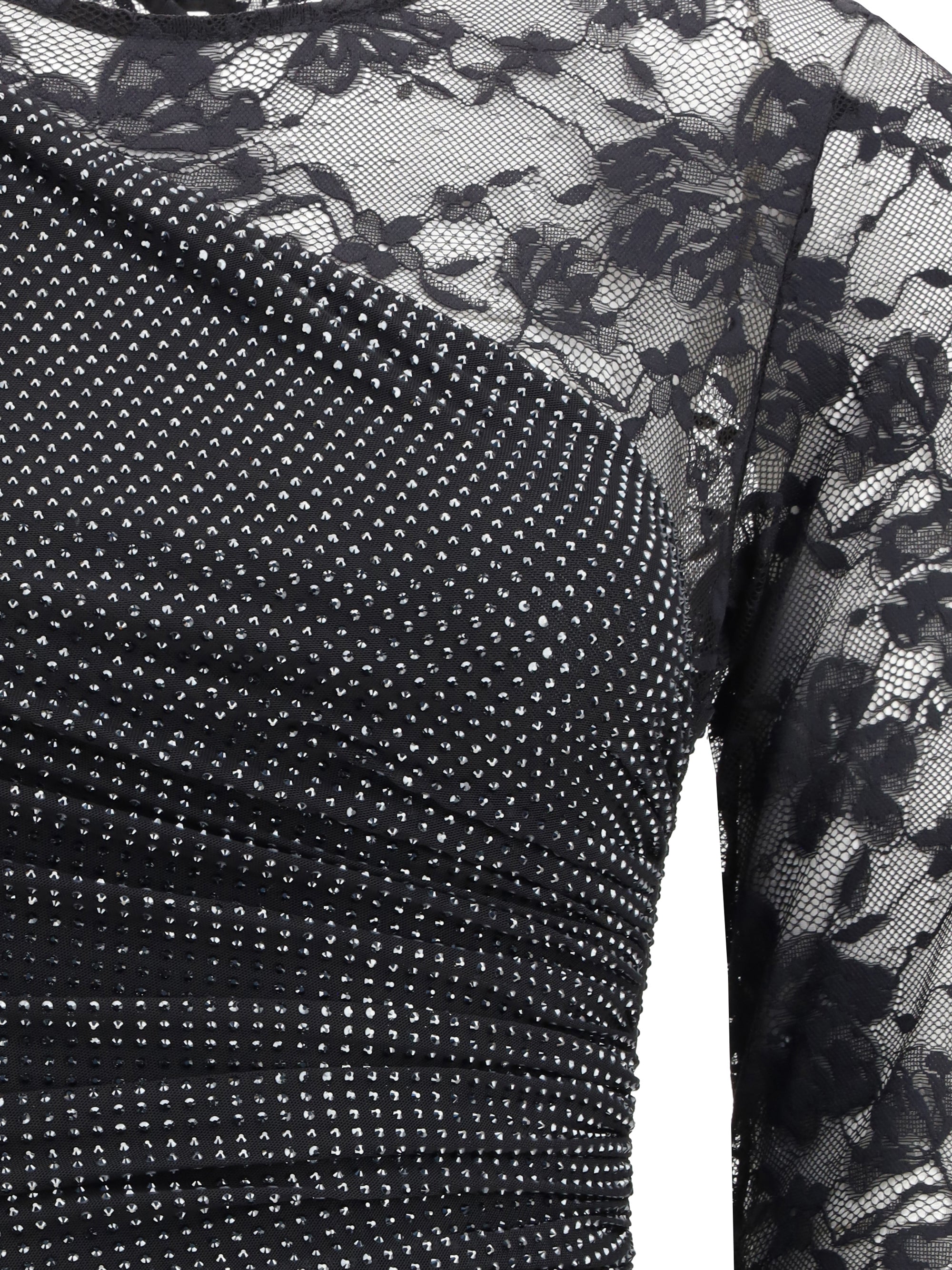 SELF-PORTRAIT 6 lace and rhinestone long dress