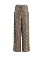 FENDI 38 monogram pattern silk pants