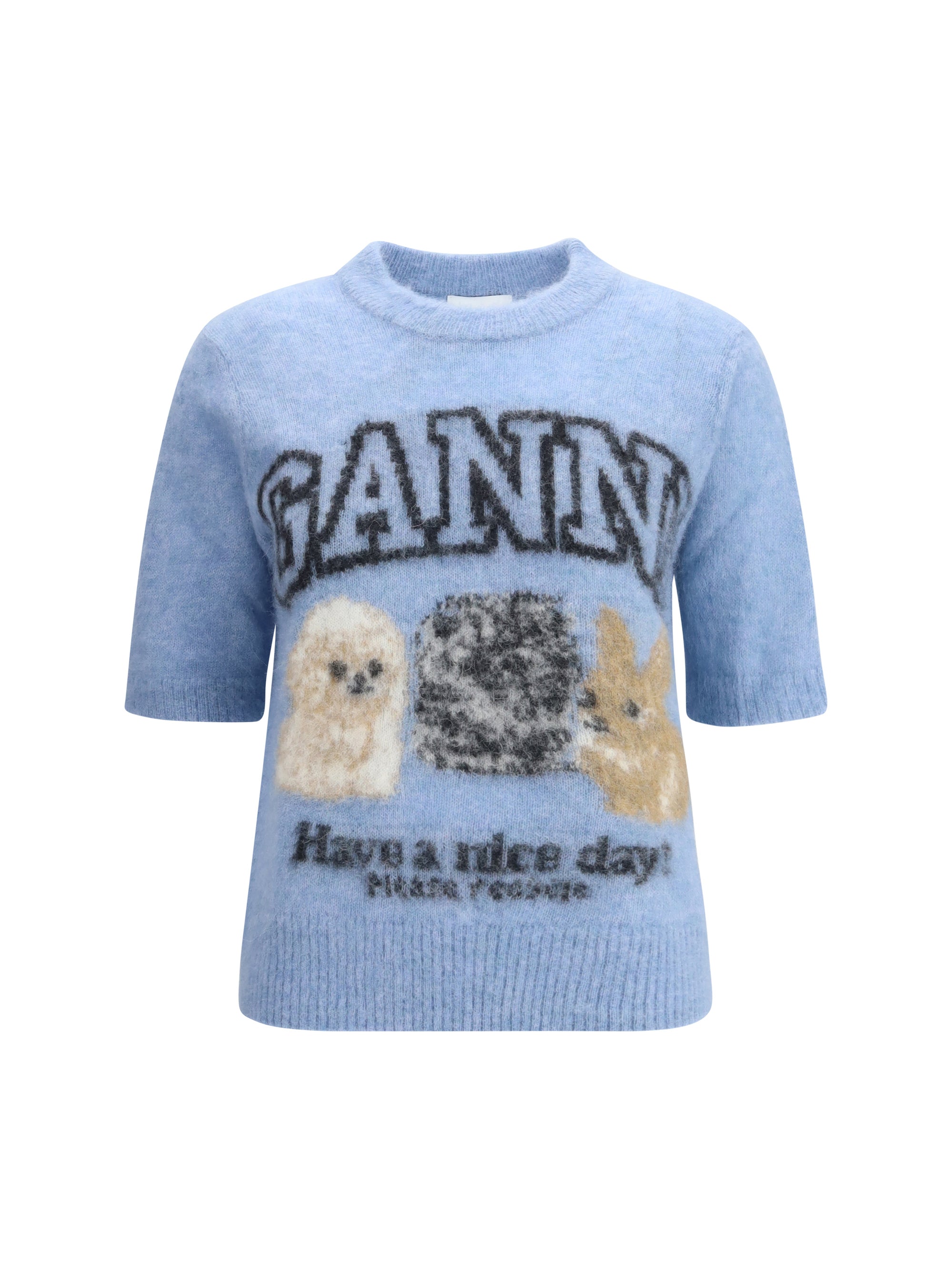 GANNI S puppies short sleeve sweater