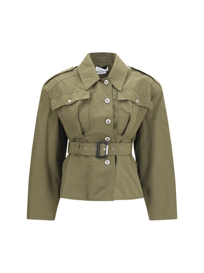 cropped belted high-neck jacket