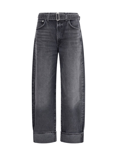 cuffed taper wide jeans