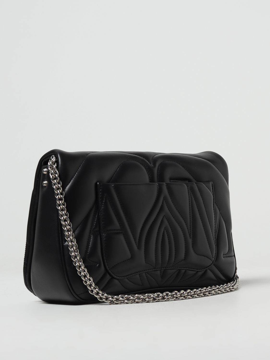 MCQUEEN OS seal bag in leather with quilted monogram