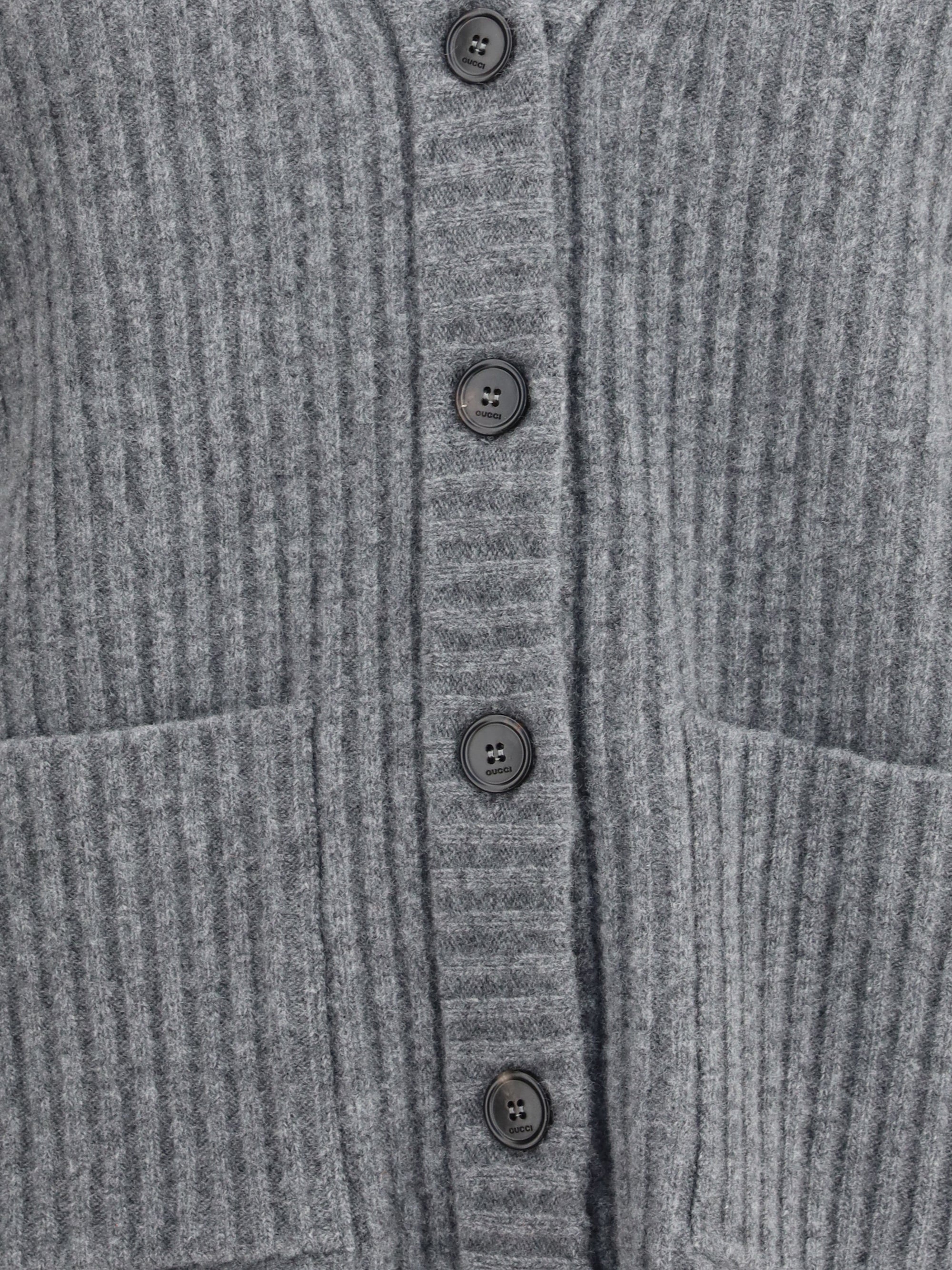 GUCCI M ribbed knit wool cardigan