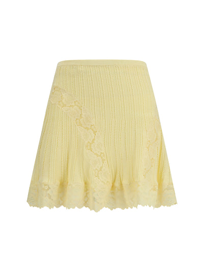 pointelle knit mini skirt