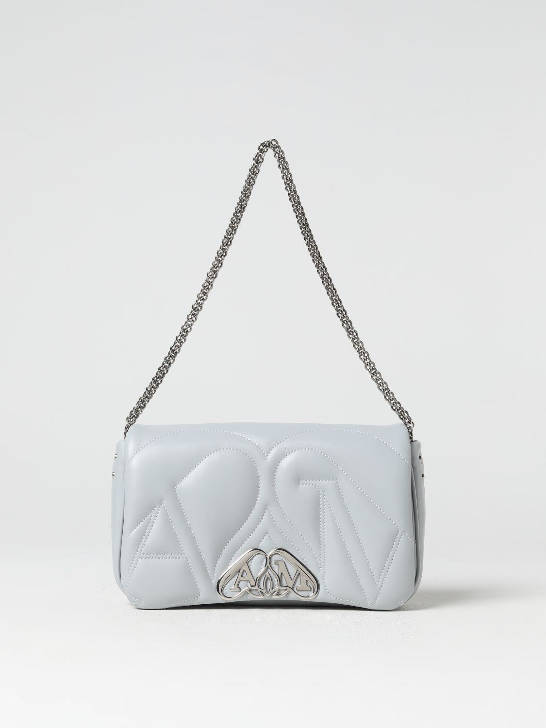 MCQUEEN OS seal bag in leather with quilted monogram