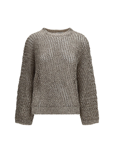 dazzling chiné silk and linen open-knit sweater
