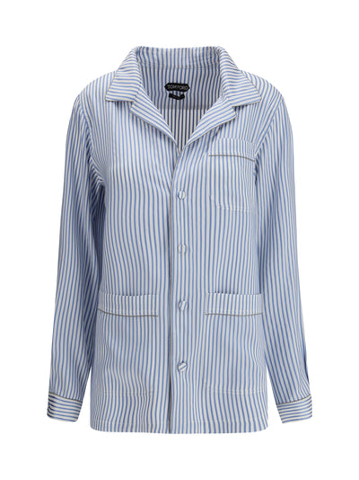 striped silk pj shirt