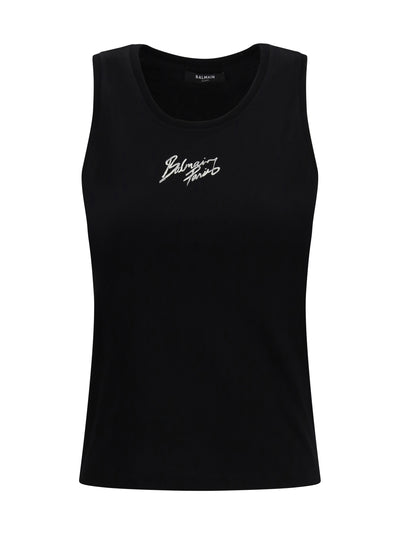 paris brush print tank top