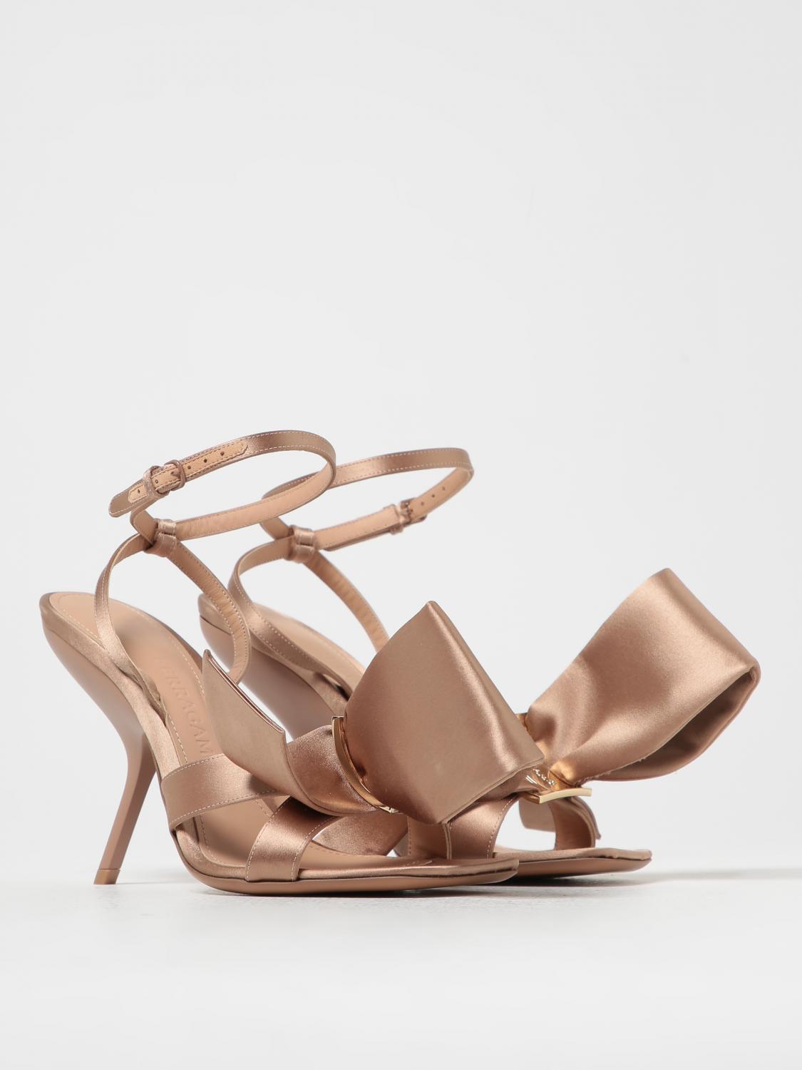 FERRAGAMO 6 helena sandals in satin with bow