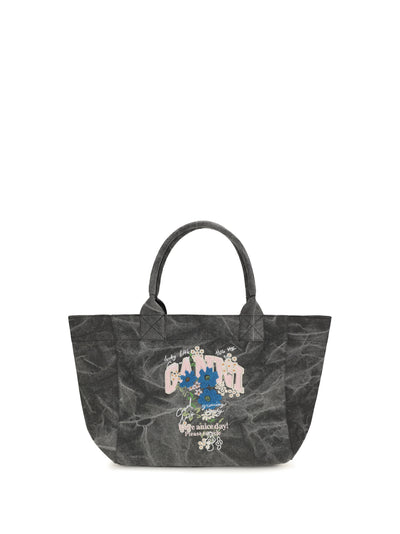 medium trapeze flower-print shopping bag