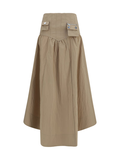 corset-detail and ruched midi skirt