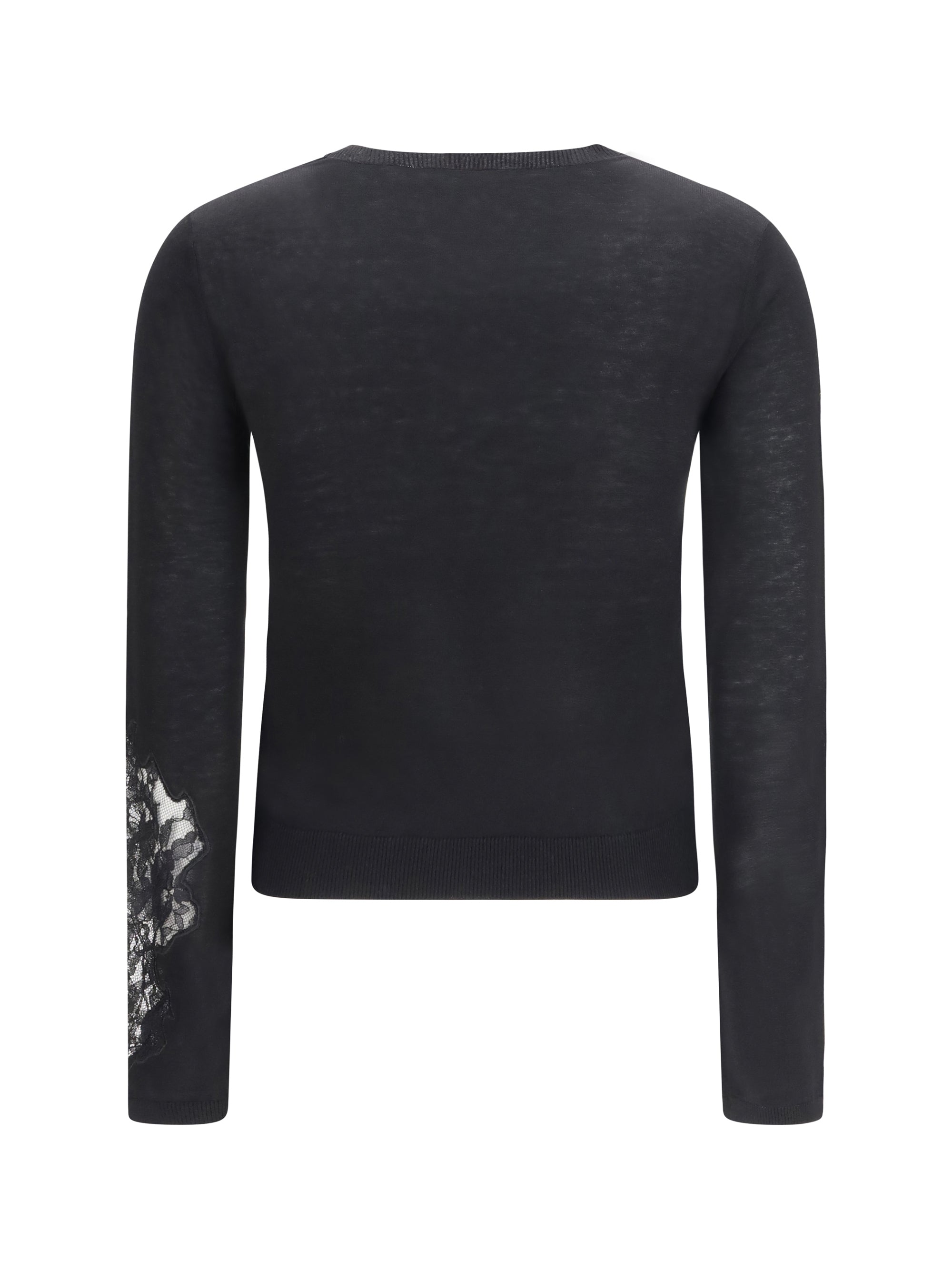 MAX MARA STUDIO L wool sweater with lace inserts