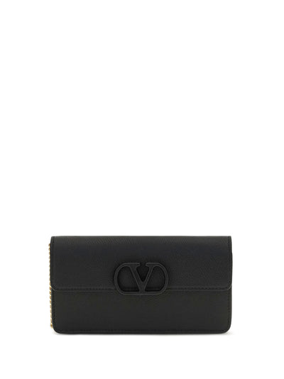 vlogo signature grainy calfskin chain wallet