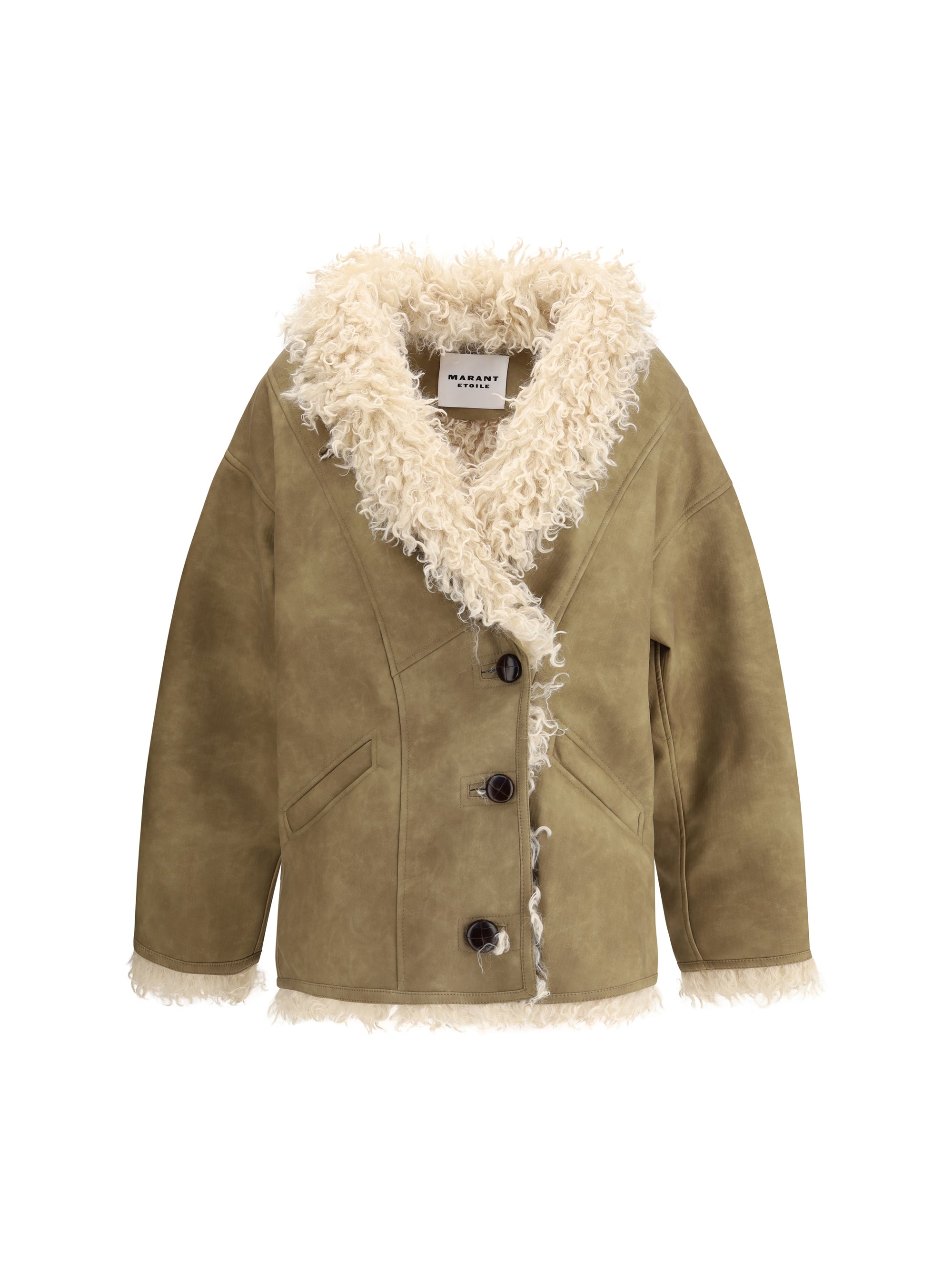 MARANT ETOILE 38 clea shearling-effect faux fur coat