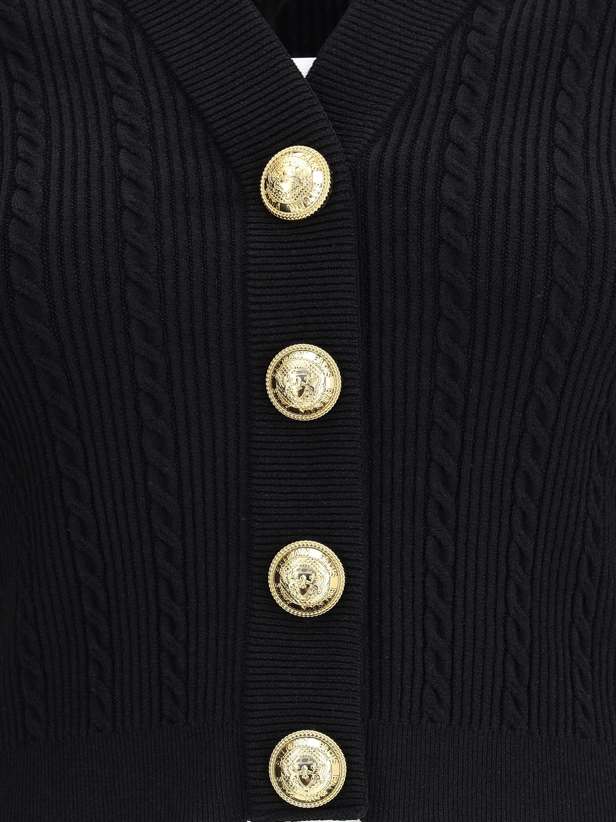 BALMAIN 36 ribbed and braided cardigan