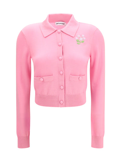 floral embroidered knit cardigan