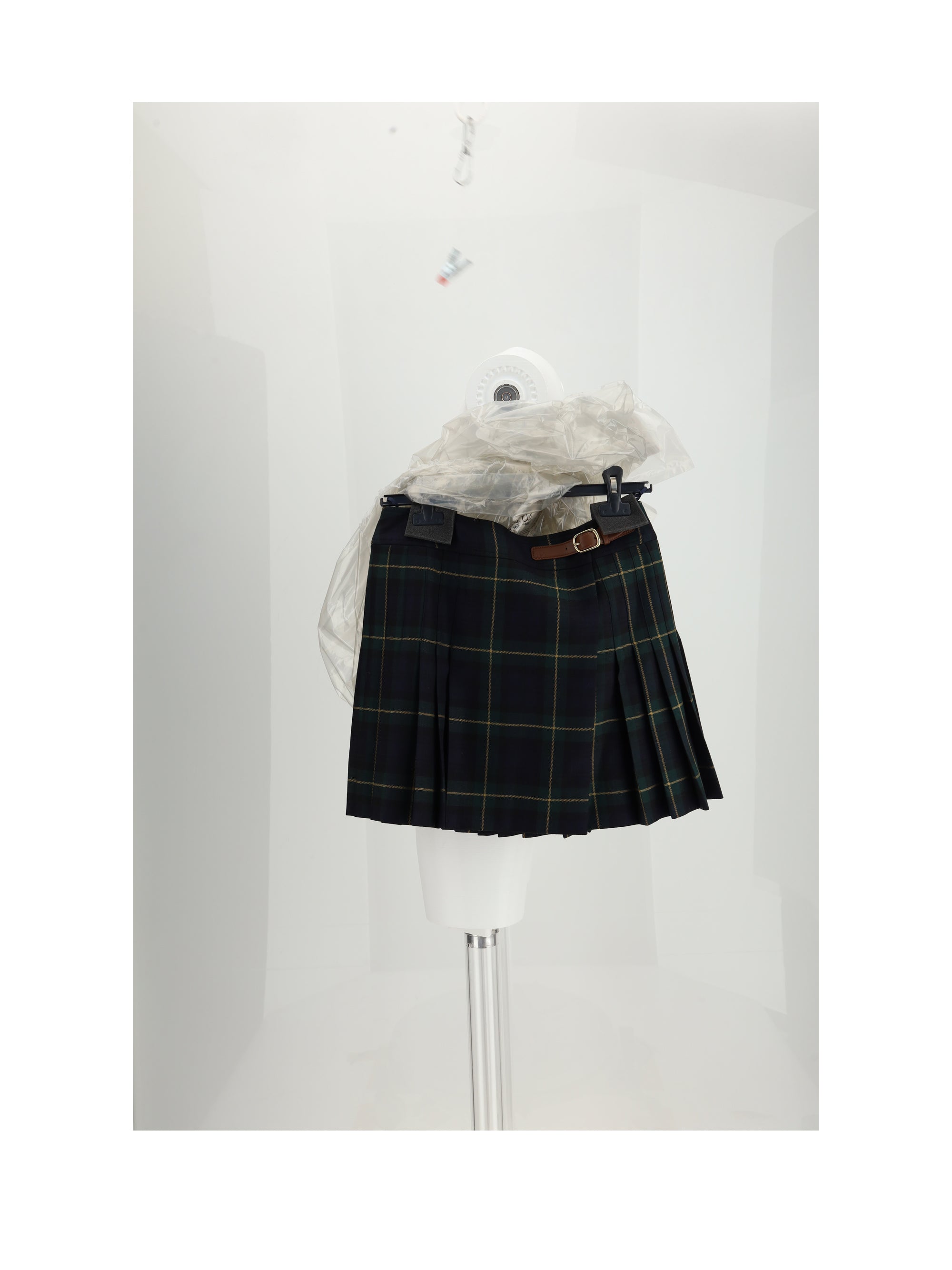 CELINE 36 mini jupe kilt detail cuir