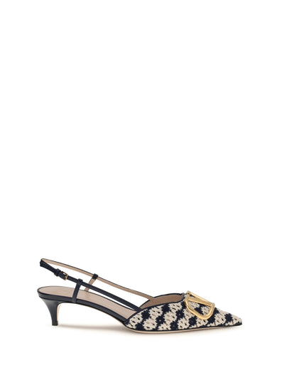 vlogo signature slingback pumps in crochet fabric