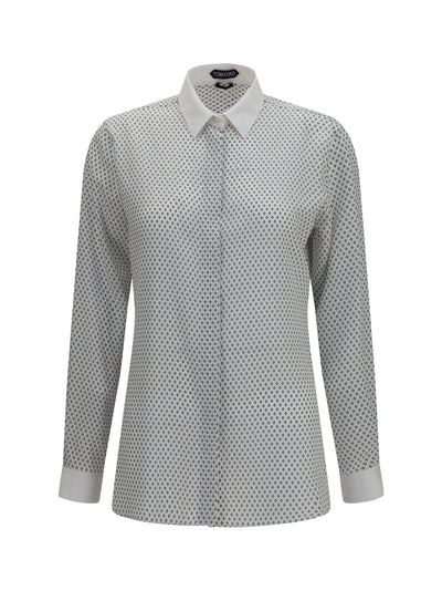 diamond print silk crêpe de chine shirt