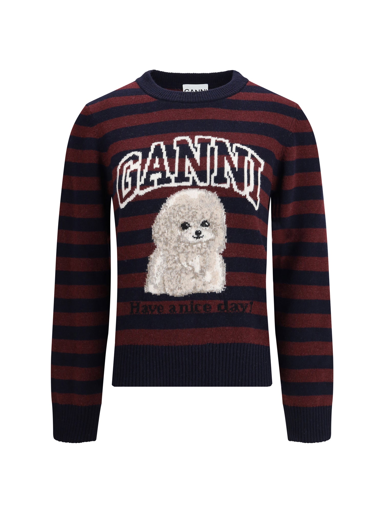 GANNI L poodle striped sweater