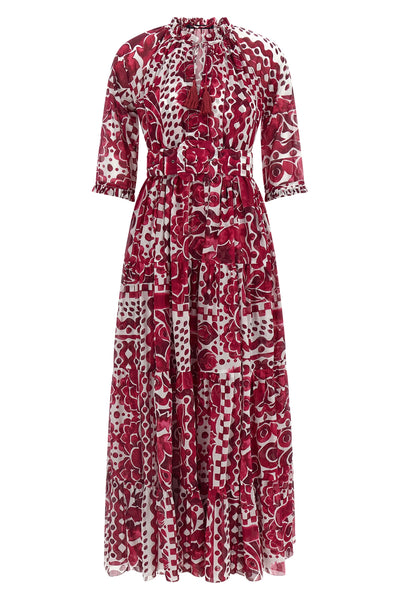 long eden dress in all-over print cotton muslin