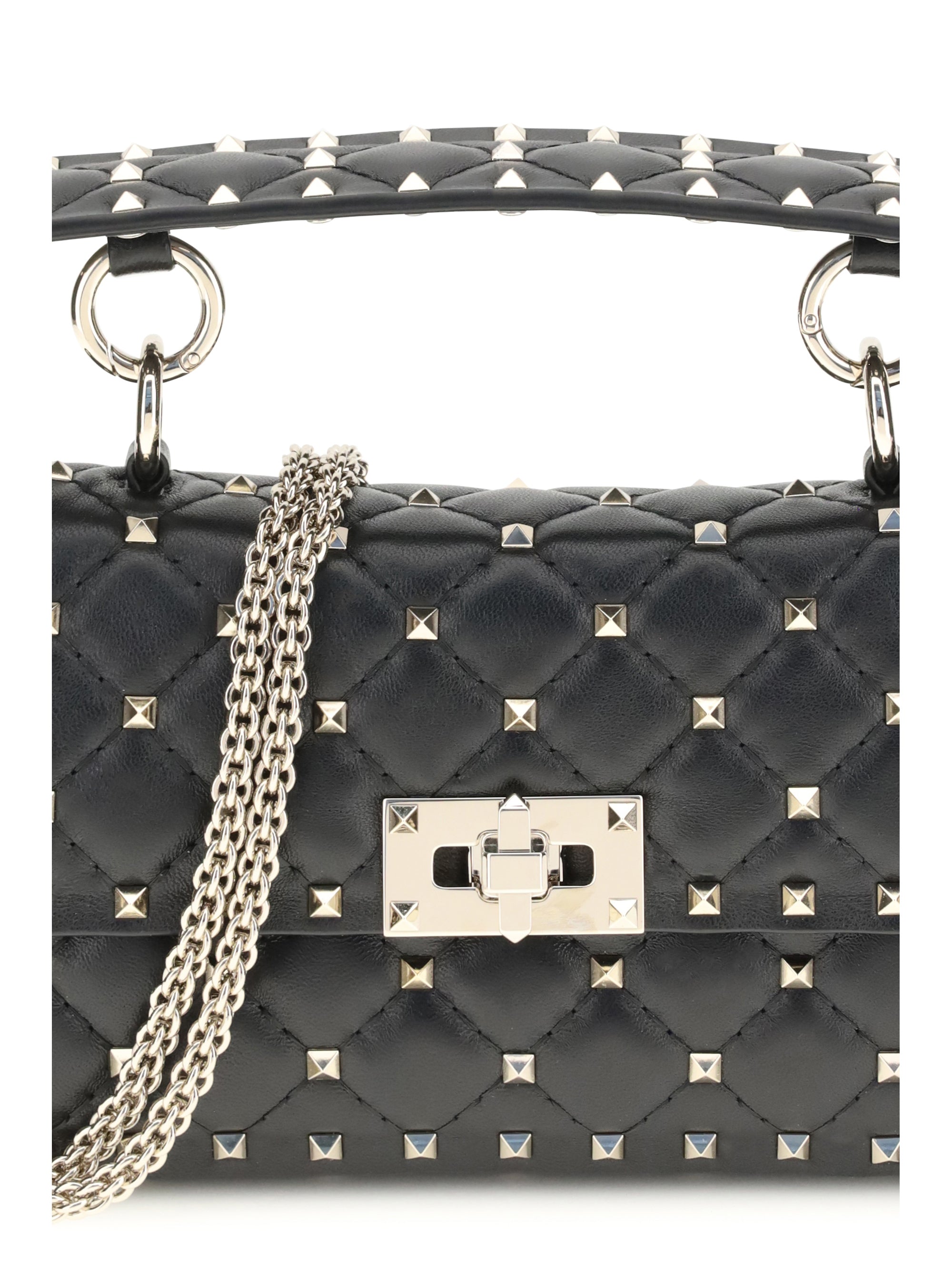 small leather rockstud spike handbag