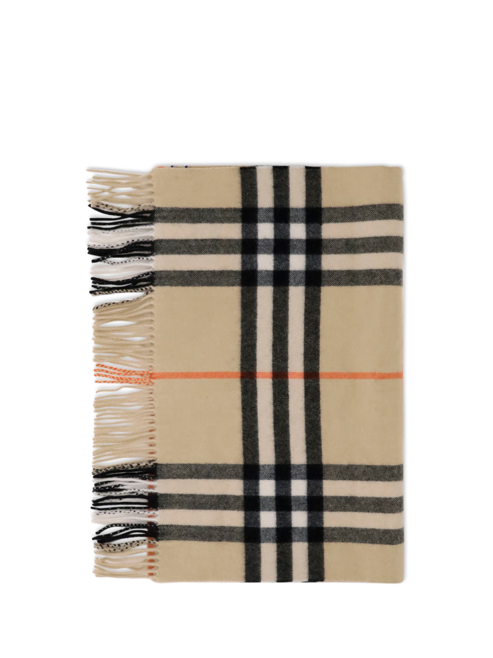 BURBERRY OS wide check cashmere scarf