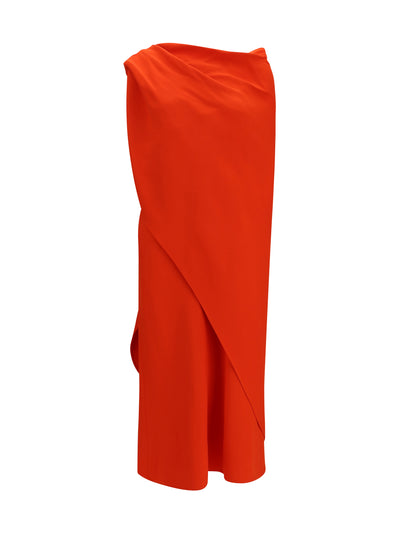 draped silk midi dress
