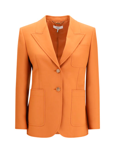 straight-cut wool gabardine blazer