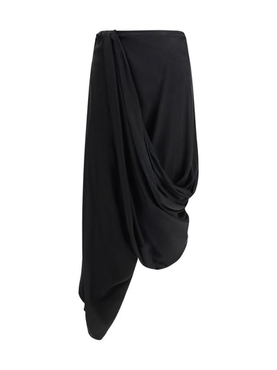 asymmetric midi skirt in cupro
