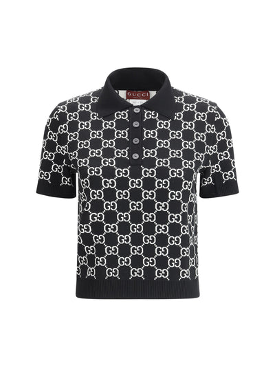 gg wool jacquard polo top