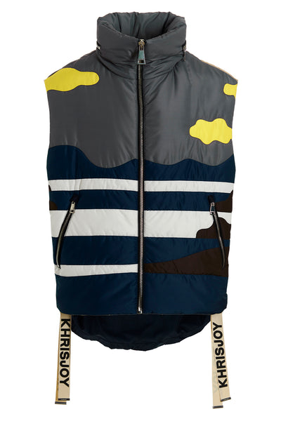 cactus oversize patchwork colorblock nylon vest