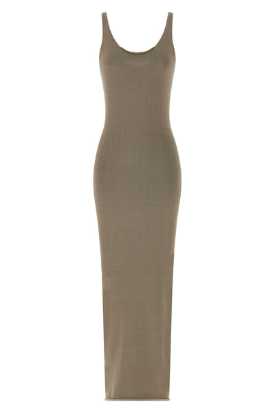 raw knit knit midi dress