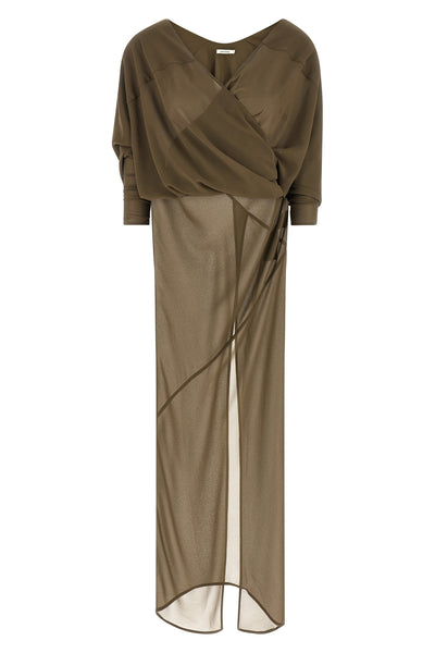 long fluid fabric dress