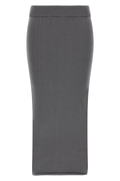 raw knit midi skirt in cotton knit