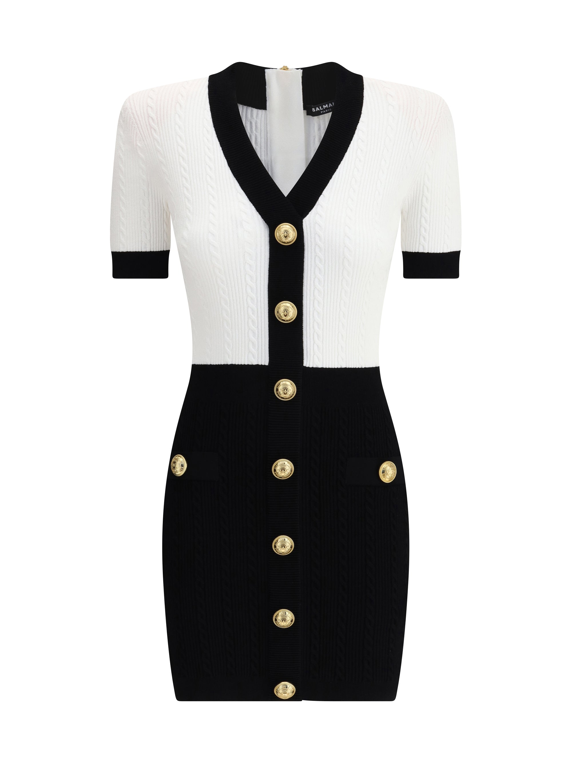 BALMAIN 36 braided pattern midi dress