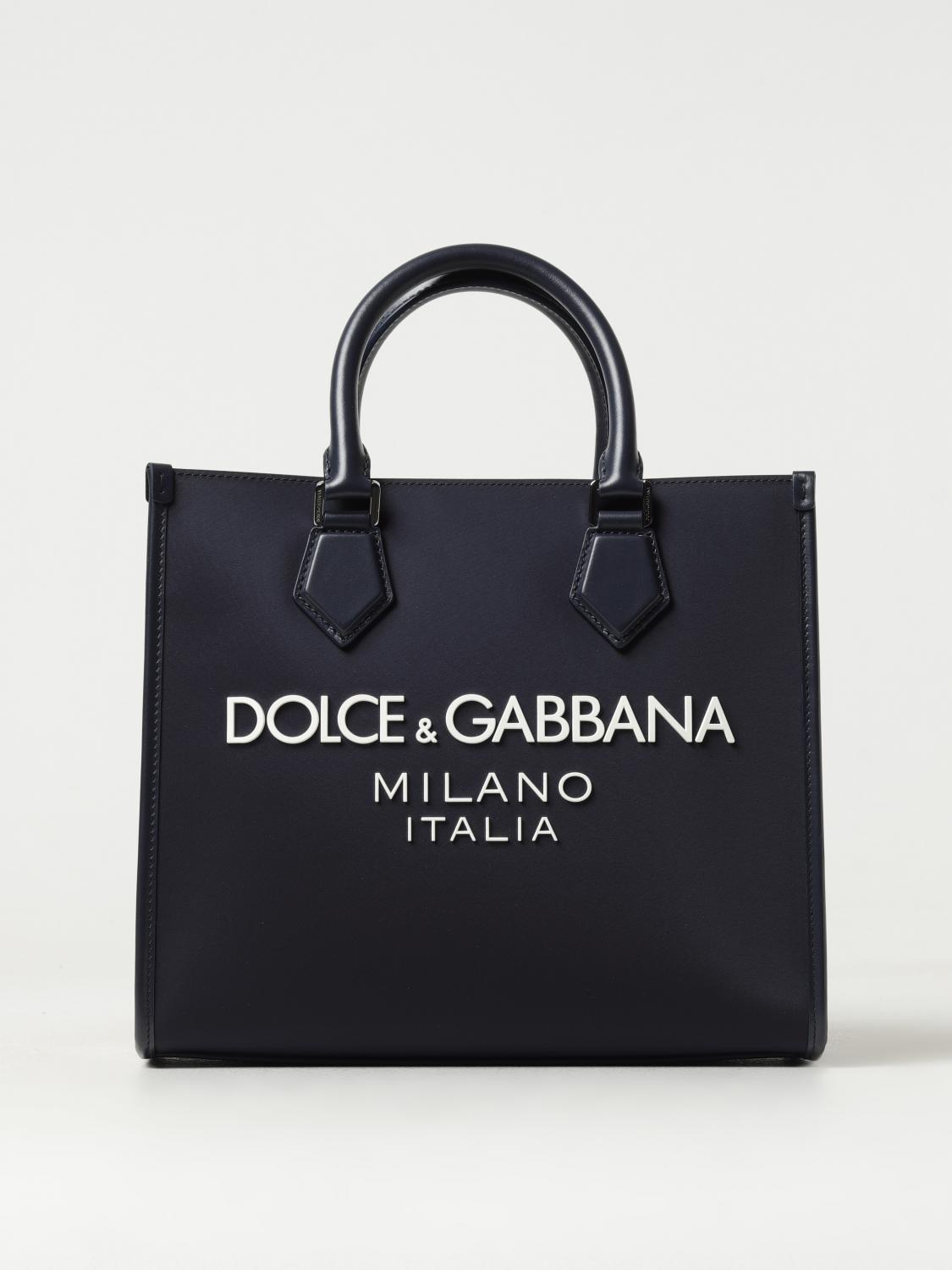 DOLCE & GABBANA OS bag in nylon and leather with rubberized logo