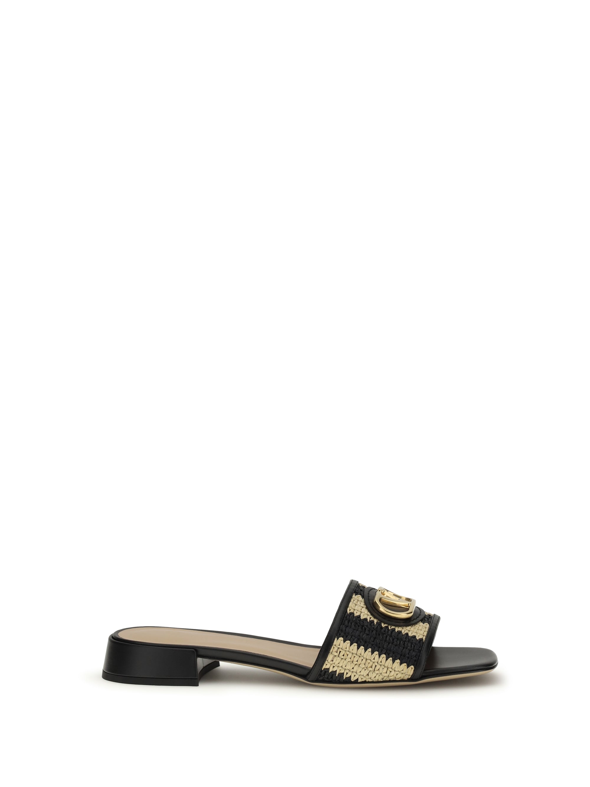 VALENTINO GARAVANI 36 vlogo signature raffia slide sandals