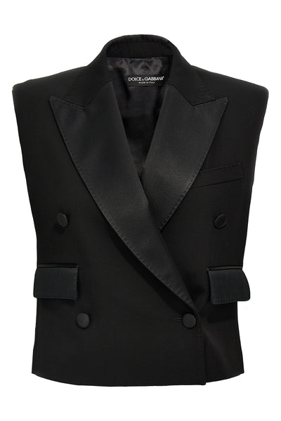 tuxedo vest in wool gabardine