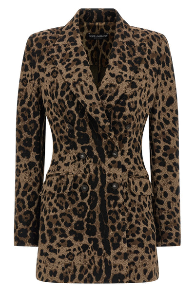 turlington - collezione cammello double-breasted blazer in stretch wool leopar