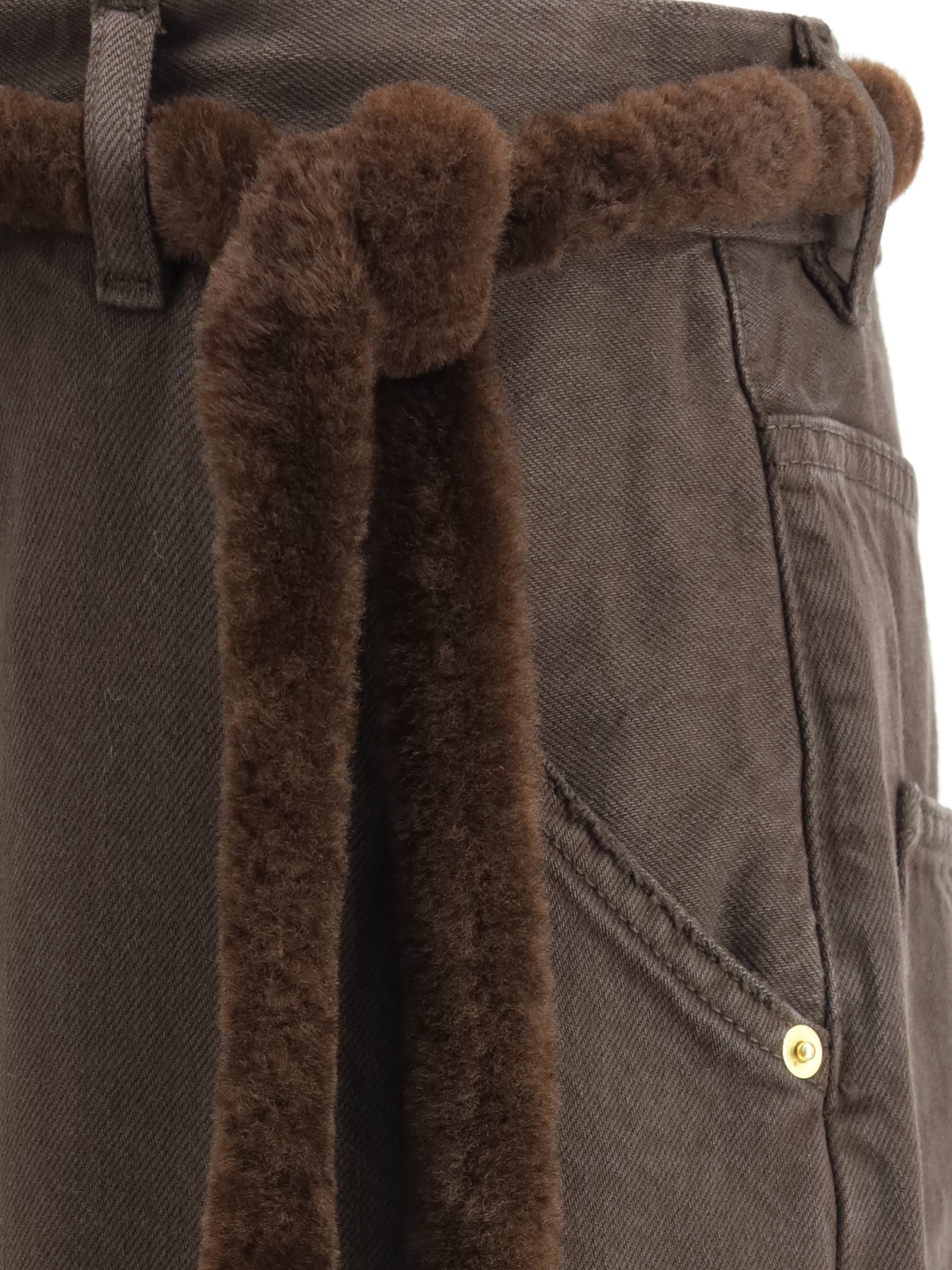 DARKPARK 26 lisa fur belt adorned loose fit carpenter pants