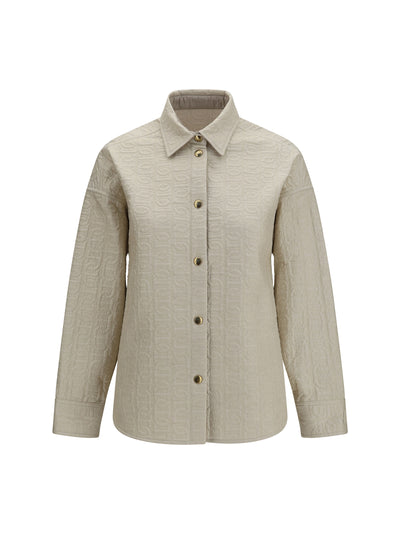 quilted chain motif padded shirt jacket