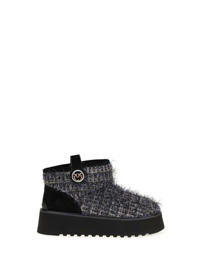 tweed and lurex ankle boots