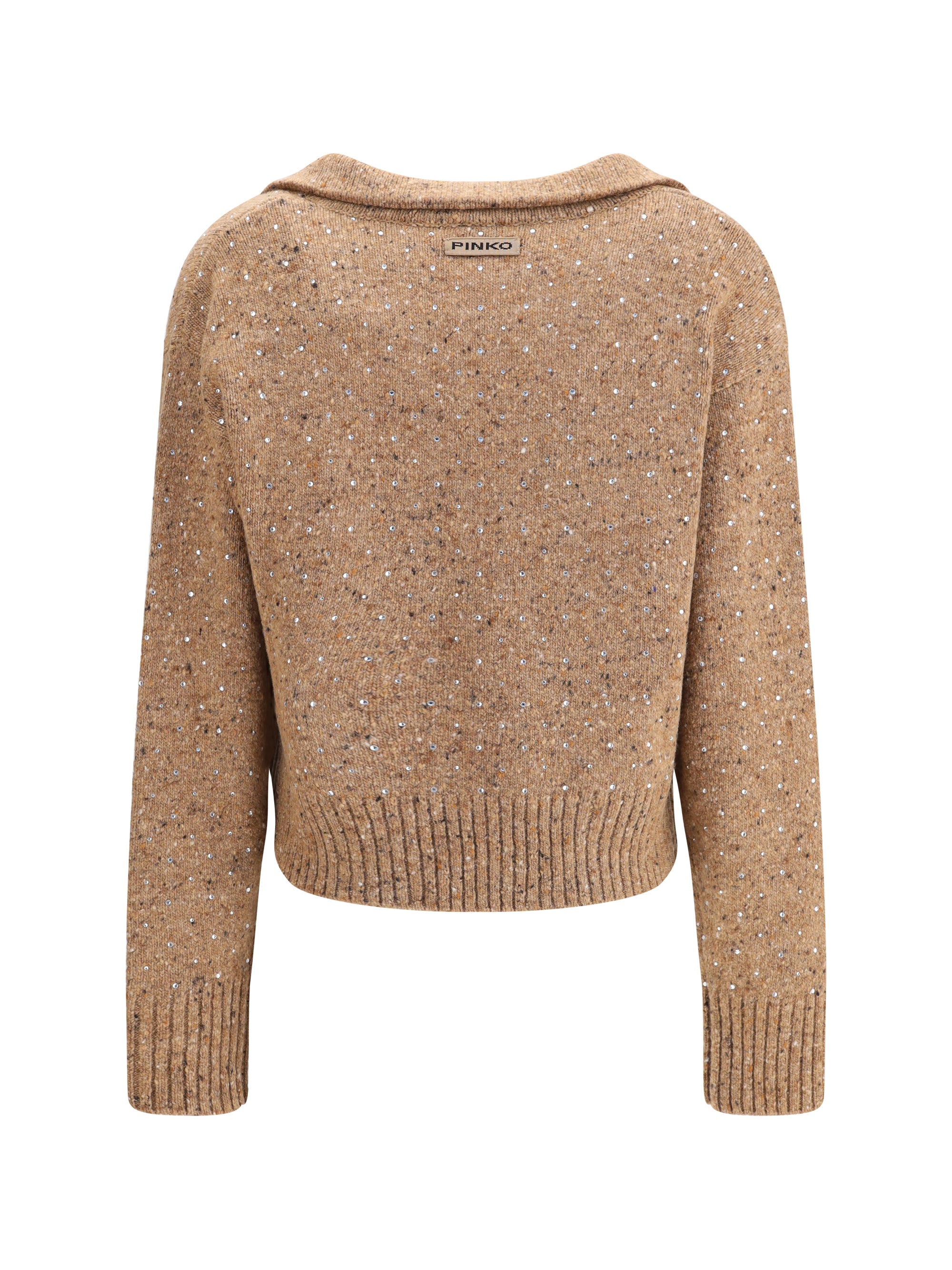 PINKO L v-neck sweater with rhinestones