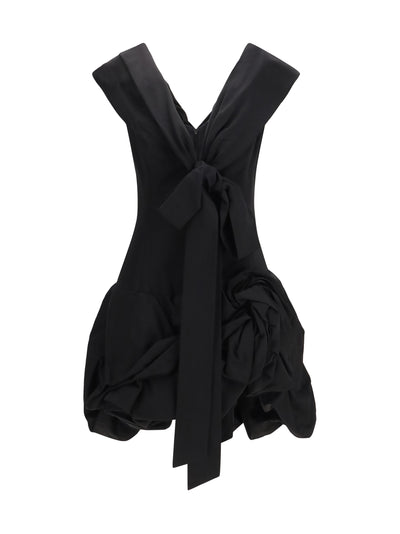 midi dress with draped shawl collar