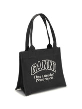 GANNI OS logo canvas tote bag