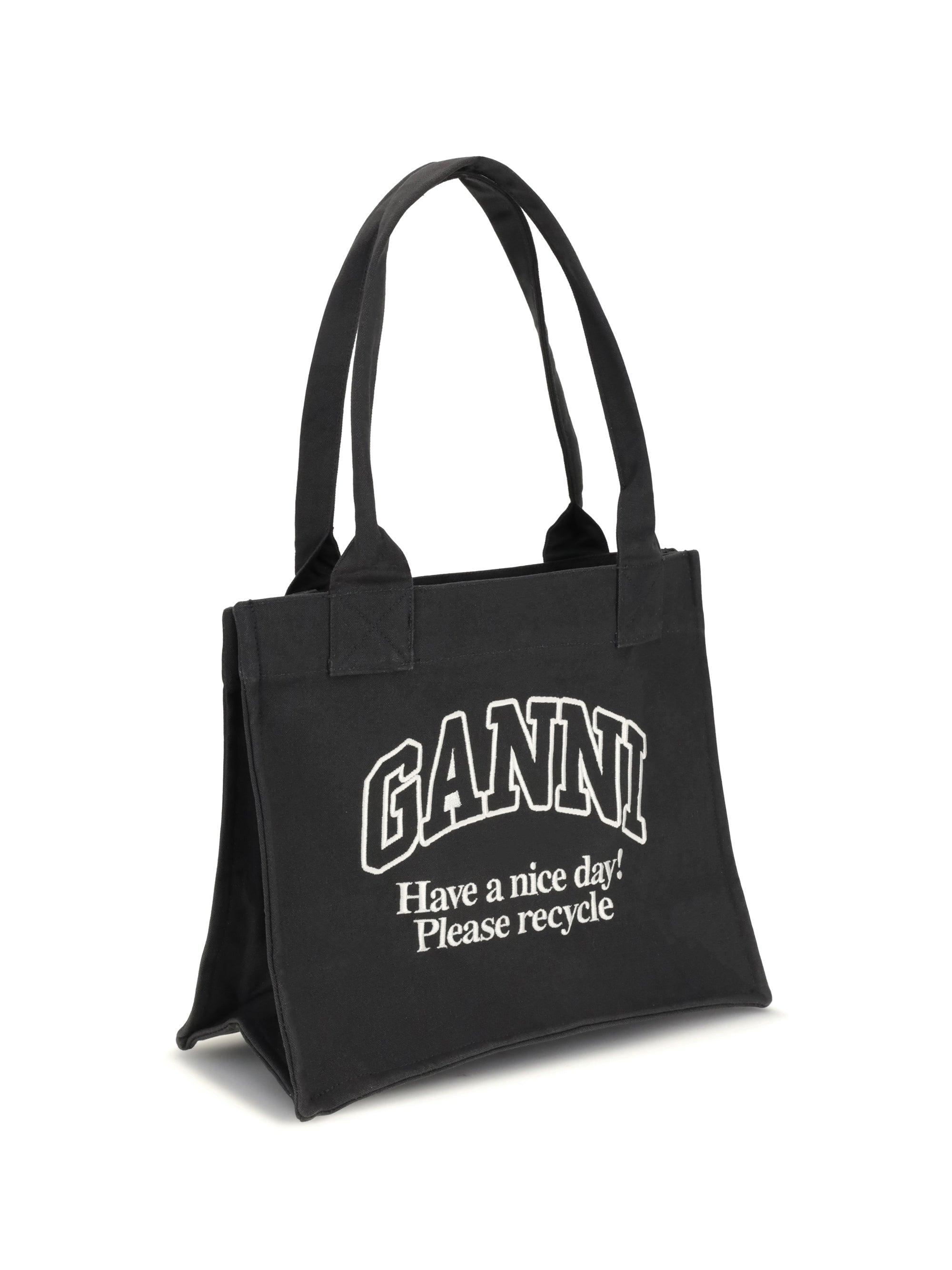 GANNI OS logo canvas tote bag