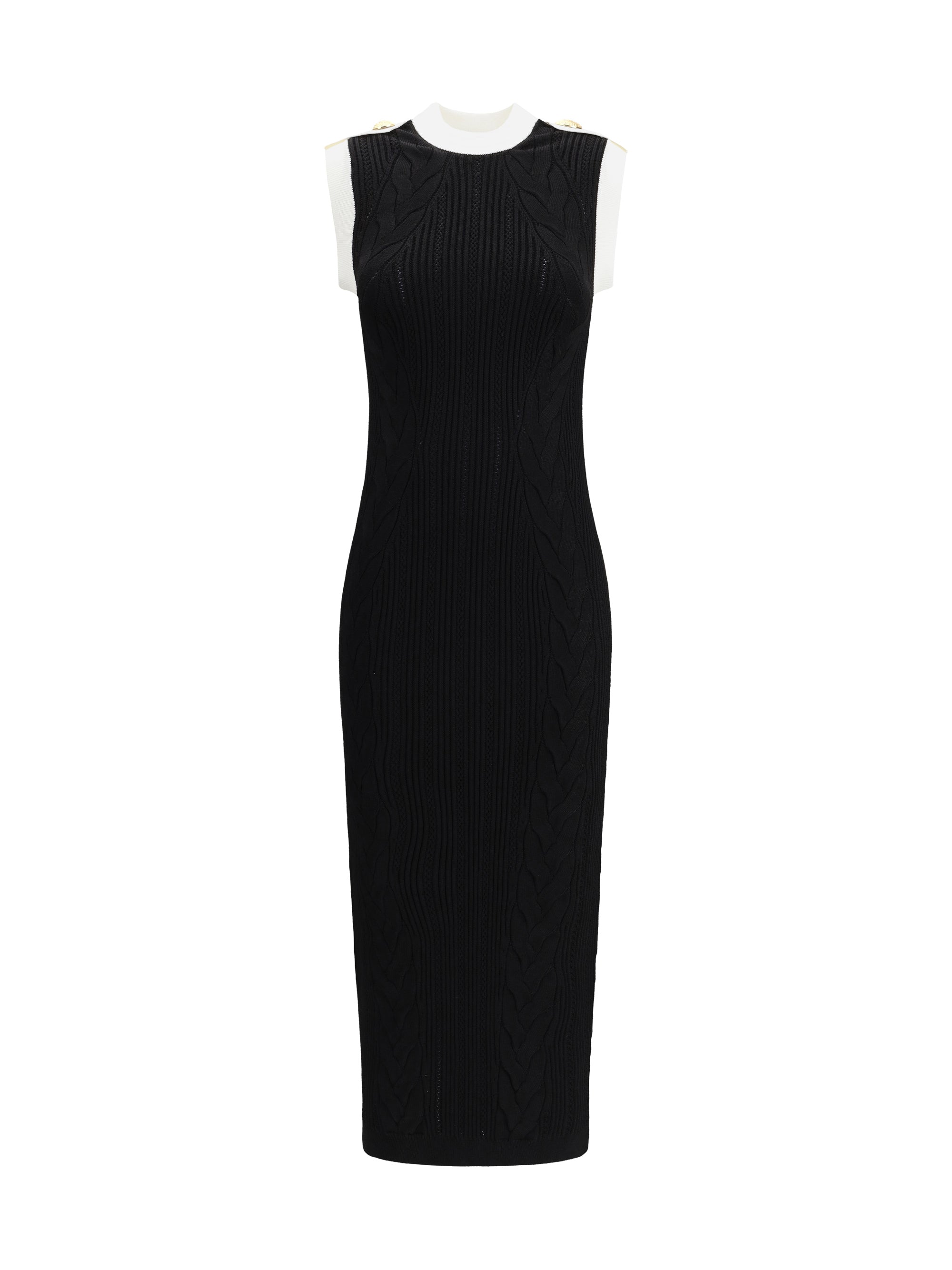 BALMAIN 36 sleeveless torsade knit long dress