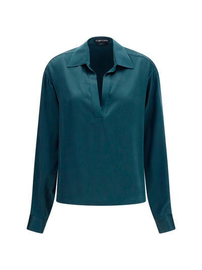 deep v-neck silk shirt
