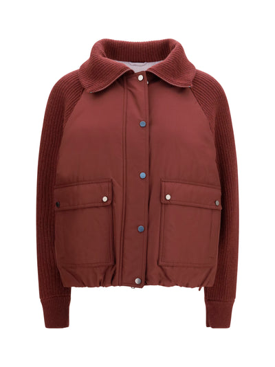 down jacket with wool sleeves